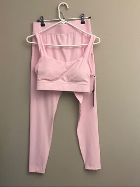 Women's Pink High-Waist Leggings & Sports Bra Set